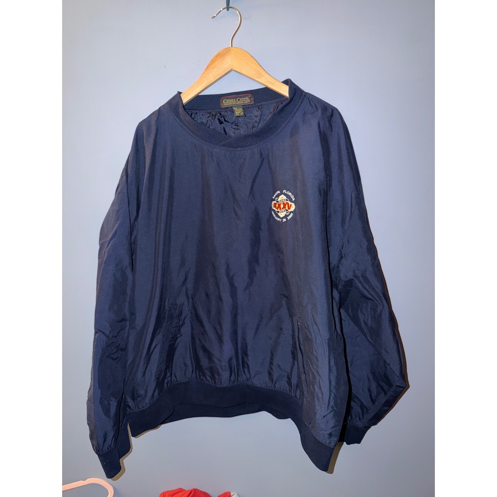 Vintage Cross Creek Super Bowl XXXV 2001 Tampa Navy‎ Blue Windbreaker XXL